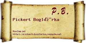 Pickert Boglárka névjegykártya